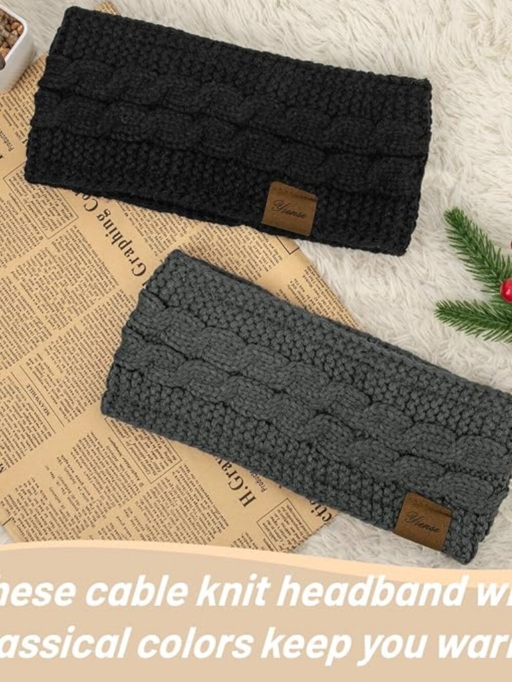 Winter Headbands for Women 2 Pack, Thick Warm Ear Warmers Gifts